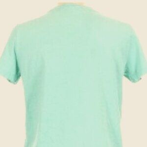 Ralph Lauren V Neck Aqua Short Sleeve Logo Shirt Women Size Large NWOT